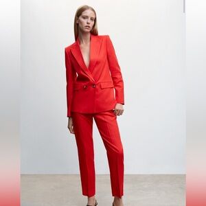 Bright Red Women's 100% Linen Suit Set